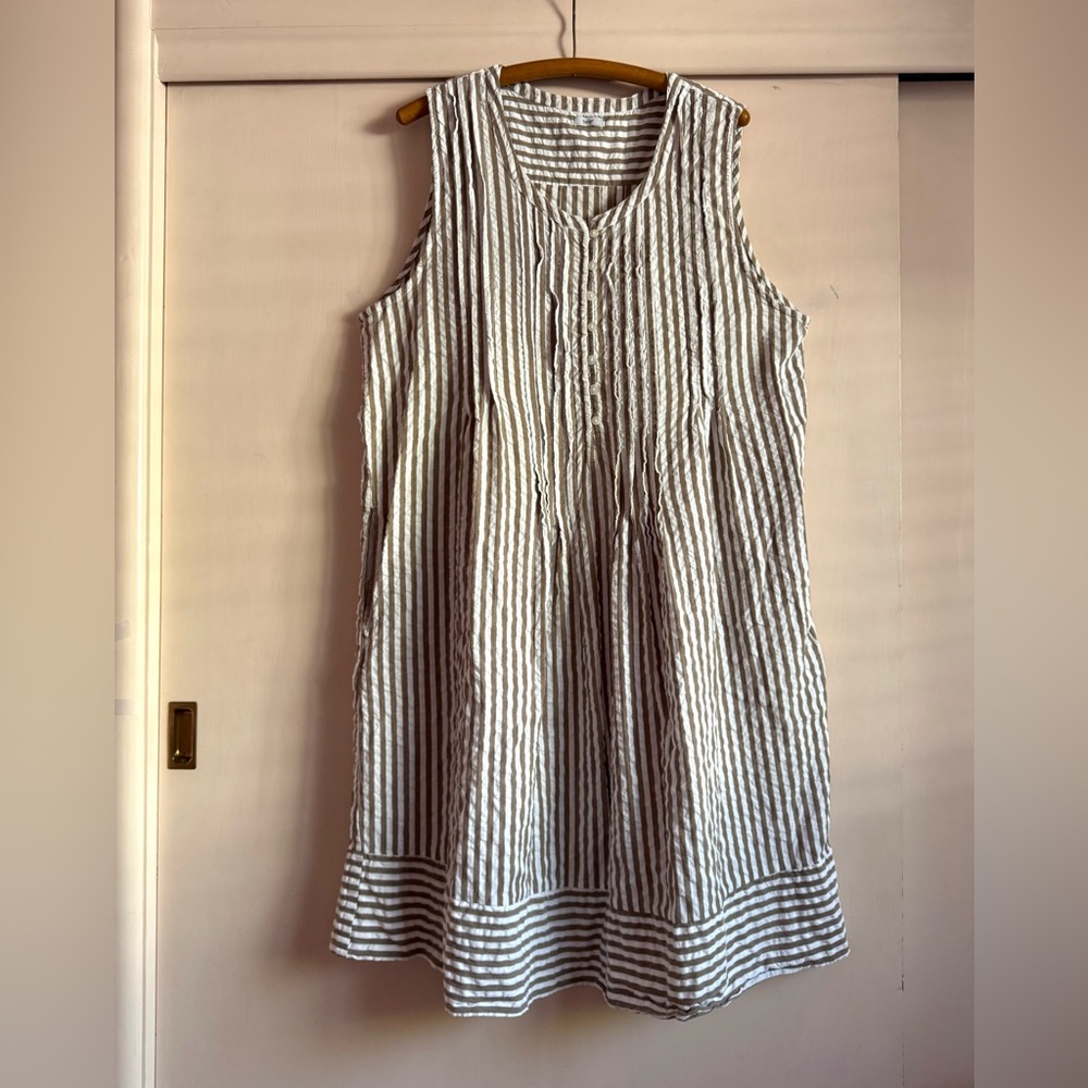 🌴☀️ Tulip Cotton Seersucker Stripe Sleeveless Shift Dress XXL